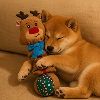 Choix du vendeur en ligne : Jouet en peluche pour chien de Noël avec couineur pour fournitures festives pour animaux de compagnie et jeux à la maison