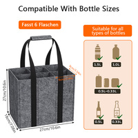 Sac de transport pour vin personnalisé à double poignée, pliable, multi-compartiments, antichoc, avec séparateur pour 6 bouteilles, en feutre polyester, pour les voyages et les activités de plein air