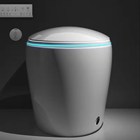 WC intelligent à chasse automatique avec veilleuse, siège chauffant, buse autonettoyante, séchage à air chaud – Sanitaire de salle de bain moderne