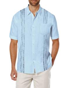Camisa informal de lino y algodón para hombre, camisa de manga corta con cuello de <span class=keywords><strong>Cuba</strong></span>, logotipo personalizado, de alta calidad, bajo pedido de cantidad mínima de Color - Product Image 3