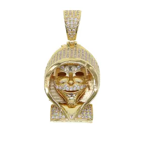 Hot Hip Hop Head Necklace Mặt Dây Chuyền Nam Trang Sức Bán Buôn Head Vàng Màu Vòng Cổ Hiphop Pendant Dài Chains