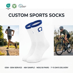 Service OEM/ODM, logo personnalisé, chaussettes de sport respirantes en maille pour hommes, chaussettes athlétiques en coton peigné rembourrées pour le cyclisme, ISO 9001 - Product Image 1