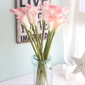 O-X055 all'ingrosso tocco reale calla lily bouquet da sposa all'ingrosso bouquet di fiori artificiali bianco rosa gigli artificiali