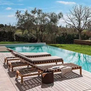 Customization Courtyard Leisure Beach Pool Solid Wood Daybed Furniture Teak Sun Lounger for hotel and Villa - Product Image 2