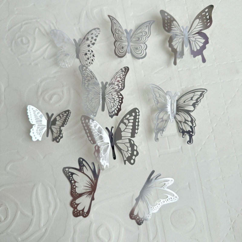 Ensemble de papillons en plastique argenté