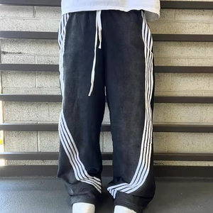 Streetwear personnalisé coton <span class=keywords><strong>blanc</strong></span> rayé tube droit lâche hommes sport pantalons <span class=keywords><strong>de</strong></span> survêtement en coton - Product Image 5