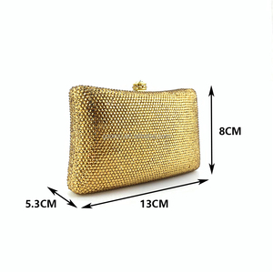 Bolso de noche de cristal dorado hecho a mano para mujer, cartera de mano de alta calidad para boda, OC4354 - Product Image 3