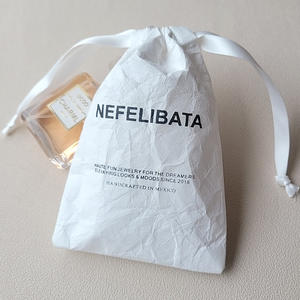 Sac à cordon en papier écologique personnalisé pour bijoux montre de maquillage mariage anniversaire bonbons épicerie cadeau étanche sac à poussière - Product Image 2