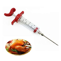 Mini 1OZ Inyector de sabor manual Jeringa de condimento de metal de grado alimenticio para carne y aves de corral