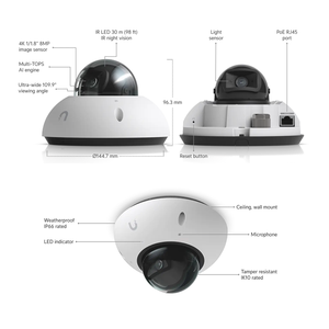 Ubiquiti UVC-G6-Dome-W/B 4K Dome-Kamera, 8MP, KI-Gesichtserkennung/LPR, HDR, IR 30m, PoE, UniFi Protect, UBNT G6 Dome 4K Kamera W1264 - Product Image 3