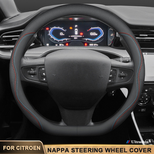Housse de <span class=keywords><strong>volant</strong></span> en cuir HE pour Citroën C2 <span class=keywords><strong>C3</strong></span> <span class=keywords><strong>C3</strong></span>-XR C4 C5 C6 C4X C5X C4L Xsara Berlingo Picasso Aircross Sega Elysee Jum - Product Image 1