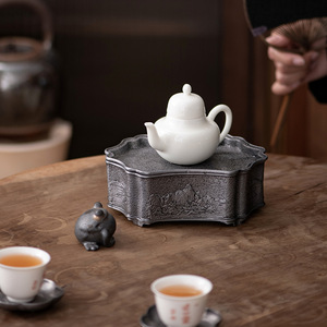 Pure Tin Old Teapot Stand River And Mountain Irregular Shape Water Storage For Kung Fu <b>Tea</b> <b>Set</b> - Product Image 2