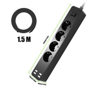Regleta de alimentación estándar de la UE, puertos USB, toma de corriente con salidas de 3AC y 4 cables de extensión blancos, 10 tomas, cable de extensión de 1,5 m - Product Image 1