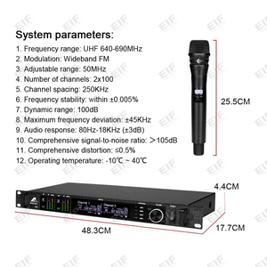 ไมโครโฟนไร้สาย 2 ช่อง AD4D ระบบ UHF640-690MHz สำหรับงานแสดงบนเวที, คาราโอเกะ, โบสถ์, การประชุม (ขายส่ง) - Product Image 3