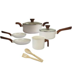 Wooden Handles Glass Lids Non-Stick Marble Coating Kitchen <b>Set</b> For Gas And <b>Induction</b> Stoves Ceramic <b>Cookware</b> <b>Set</b> - Product Image 1