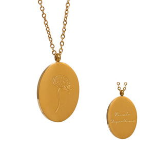 Collana in Acciaio Inossidabile Placcato Oro PVD Resistente allo Sbiadimento, Collana con Fiori dei Dodici Mesi di Compleanno a Prezzo all'Ingrosso - Product Image 4