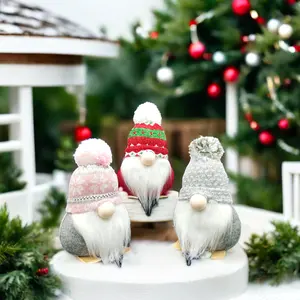 Handmade Small Christmas Gnome Ornament Weighted Bottom Swedish Santa Figurine Plush Elf Toy Home Decor Xmas Holiday Decoration