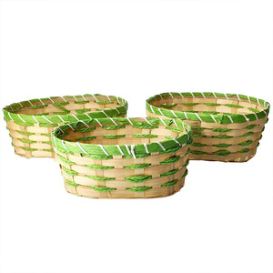 Easter Bamboo Woven <b>Storage</b> <b>Basket</b> Round Handmade Desktop Home Decoration - Product Image 3