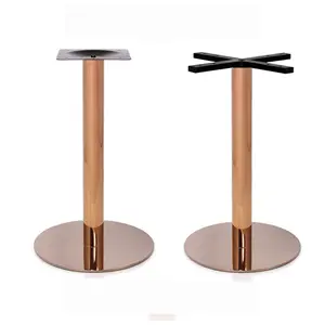 Bistro tasarım yuvarlak gül altın paslanmaz çelik mobilya masa ayakları masa tabanı satılık