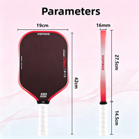 Raquette de pickleball d'entraînement de qualité tournoi, épaisseur 16 mm, noyau PP+EVA, tressage en chevrons I-Grain mélangé en para-aramide T700