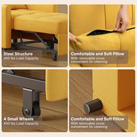 Chaise de canapé de loisirs personnalisée canapé-lit jaune canapé-chaise avec oreiller de dossier réglable capacité de charge maximale de 330 lb