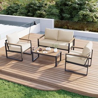 Nouvel ensemble de canapés de jardin en plastique et bois de style KD, design innovant, avec coussins imperméables