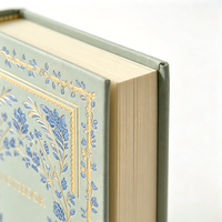 Carnet A5 personnalisé à couverture rigide avec motif floral bleu, idéal comme cadeau