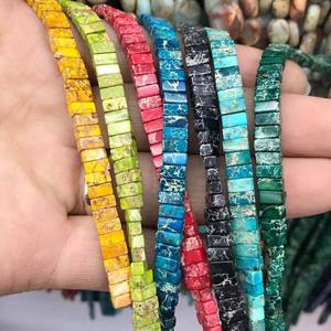 Doğal taş boncuk turkuaz iki delik kare halka boncuk takı yapımı için hediye DIY bilezikler tasarım taş bilezik boncuk - Product Image 1