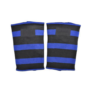 Genouillères noires à rayures bleues, tricotées, respirantes, universelles, unisexes, protection toutes saisons - Product Image 4