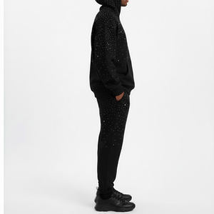 Conjunto Deportivo Extra Grande con Pedrería, Estilo Holgado, Sudadera con Capucha y Cordón, Pantalones Deportivos, Conjunto Deportivo Extra Grande con Pedrería - Product Image 3