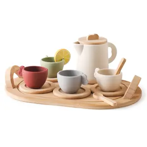 Set da tavola accessori da cucina giocattoli Set da tè pomeridiano in legno giochi di ruolo