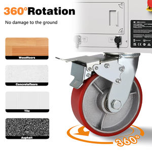 Chariot industriel robuste avec roues pivotantes en fonte de polyuréthane PU rouge, capacité 300kg, 400kg, 4, 5, 6, 8 tonnes, pour le transfert de charges lourdes - Product Image 3