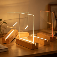 Socle d'affichage rectangulaire, socle d'affichage rectangulaire avec lumières LED de couleur chaude, socle éclairé en bois pour socle en bois de hêtre acrylique