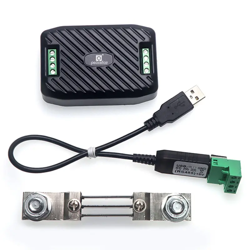 Peacefair PZEM-017 300A Shunt + kabel USB arus DC, pengukur energi mobil, Ammeter watt, Voltmeter RS485 Modbus