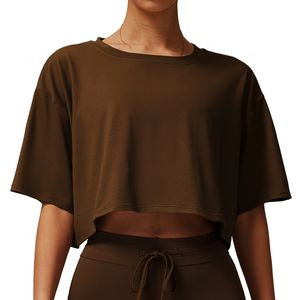 Femmes lâche séchage rapide petit O cou à manches courtes T-Shirt confortable respirant goutte épaule Gym Shorts pour les femmes - Product Image 6