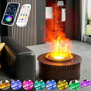 Cheminée moderne ronde à vapeur d'eau, autoportante, flamme artificielle à vapeur, sans chauffage, foyer décoratif pour villa, jardin et terrasse d'hôtel - Product Image 5