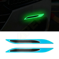 Autocollant de pare-chocs de voiture en fibre de carbone vert fluorescent bleu néon, style sportif, avertissement de sécurité, décoration extérieure