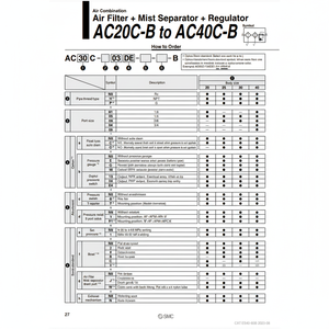 การรวมกันของลม AC20C-02CE1-B ชิ้นส่วนนิวเมติก SMC - Product Image 1