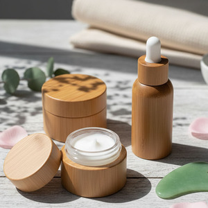 Đầy Đủ Tre Thủy Tinh Mỹ Phẩm Lọ Với Nắp Bằng Gỗ Bền Vững Mặt Kem Container Skincare Bao Bì Số Lượng Lớn Nhà Cung Cấp - Product Image 1