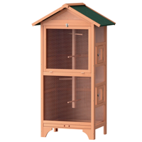 Cage à oiseaux d'extérieur en bois de luxe de haute qualité, directement de l'usine, avec perchoirs, toit en bois résistant aux intempéries, volière spacieuse pour
