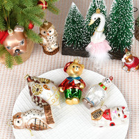 Personnalisable Taille Creative Noël Verre Animal Pendentif Ours Chiot Hibou Scène Disposition Décorations quantité minimale de commande 100pcs