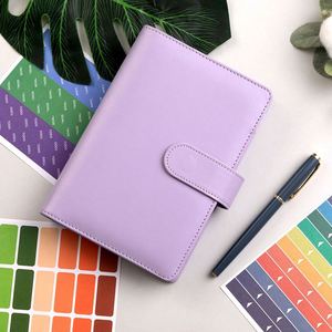 Custom <b>A6</b> Pu Leather Budget Planner Agenda Binder Loose-Leaf Children's Gifts Cash Storage Buckle Promotional Notebook - Product Image 4