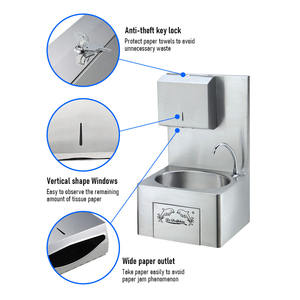 קיר מסחרי מותאם אישית רכוב ברכיים מופעל כף יד נירוסטה לכיור עם ברז - Product Image 3