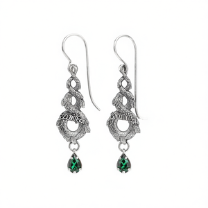 Orecchini Pendenti con Perle Verdi Conna, Placcati in Argento Anticato, Design Vintage a Motivo Vegetale, Gioielli di Moda per Donne - Product Image 1