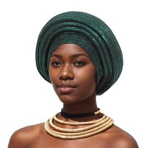 Gorro turbante plisado con purpurina hecho a mano, estilo africano, para fiesta en Nigeria, para mujer - Product Image 5