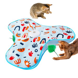 Jouet interactif pour chat au design moderne, baguette mobile cachée avec plumes en polyester, pour l'exercice des chatons d'intérieur - Product Image 1