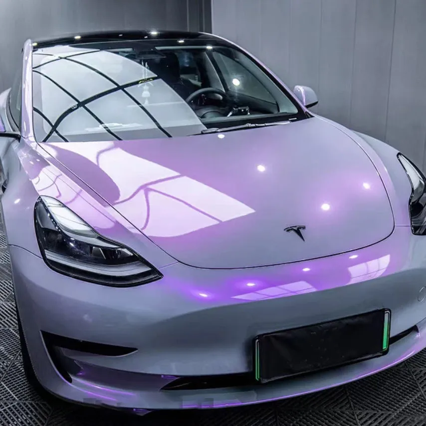 Popular Car Stickers Two-Color changing Gray Purple New Style Car Wrapping Film Rolls Wholesale