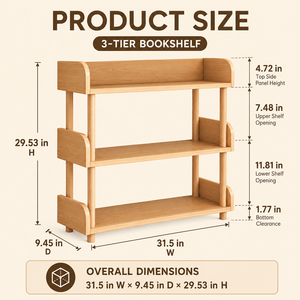 Custom <b>Solid</b> <b>Wooden</b> Open <b>Bookcase</b> - Modern Display Bookshelf with Top and Wood Frame for Home Office - Product Image 2