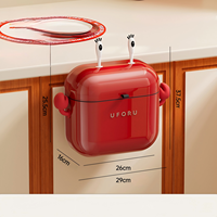 Poubelle murale DIY couleur crème avec couvercle pour cuisine et salle de bain, pour déchets alimentaires, sans besoin de se pencher, design élégant, grande capacité