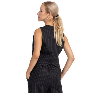 Conjuntos de <span class=keywords><strong>chaleco</strong></span> y pantalón de <span class=keywords><strong>mujer</strong></span> a rayas diplomáticas, <span class=keywords><strong>chaleco</strong></span> Formal de Oficina de Trabajo a rayas personalizado a medida, <span class=keywords><strong>chaleco</strong></span> informal de negocios - Product Image 3